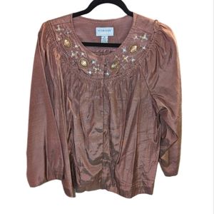 Victor Costa Occasion Blouse - Size XL - Mocha Colour
